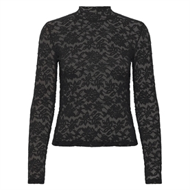 Rosemunde RWDelicia Lace LS Turtleneck T-shirt, Sort